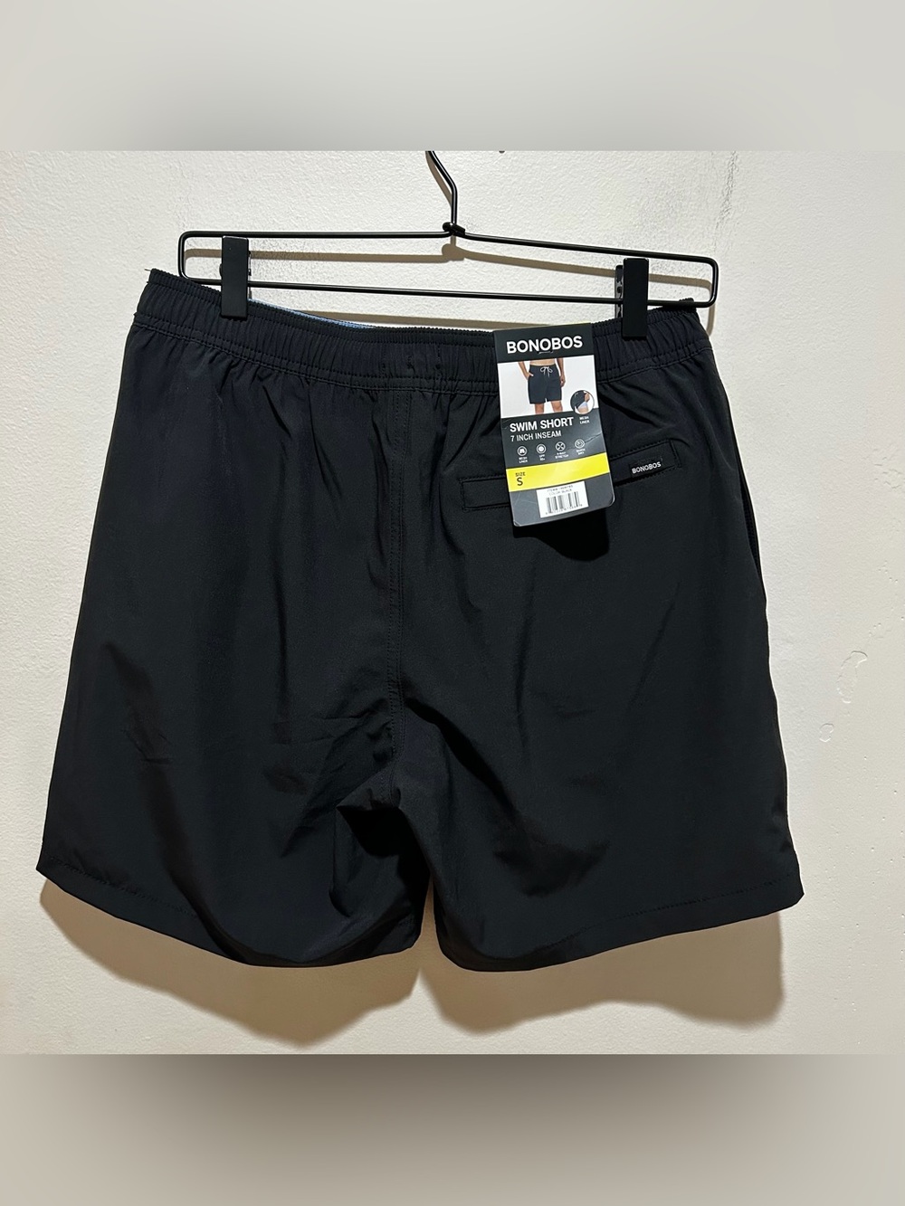 NWT Bonobos Black Swim Shorts with 7 Inch Inseam & Mesh Liner - Men’s Size Small - Picture 2 of 6